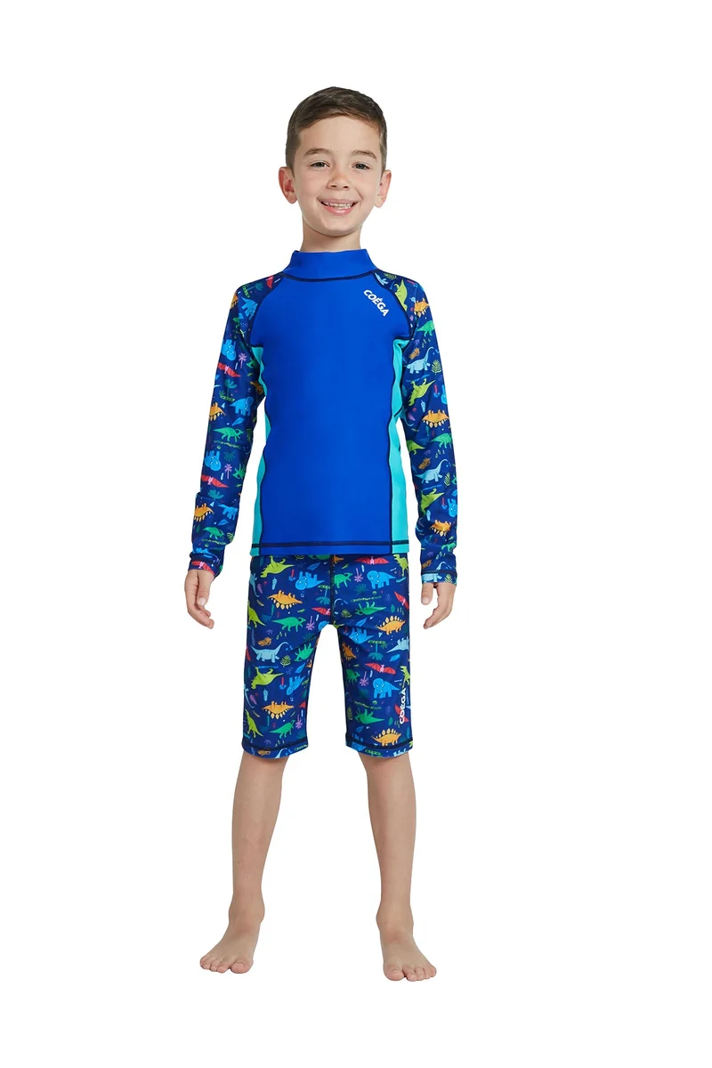 Coega Sunwear  COEGA  Boys Kids Rashguard Long Sleeve - Blue Playing Dinos for Men | Best Price UAE
